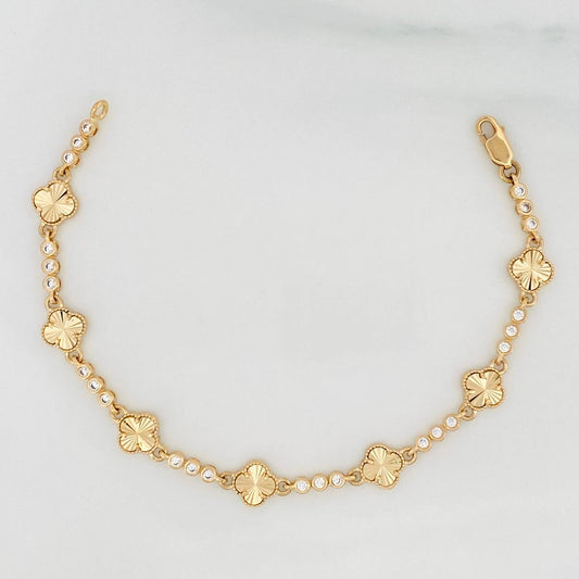 Pulso Halo Trebol 7g / 6 3/4 in / 2.45mm Oro Amarillo 18K