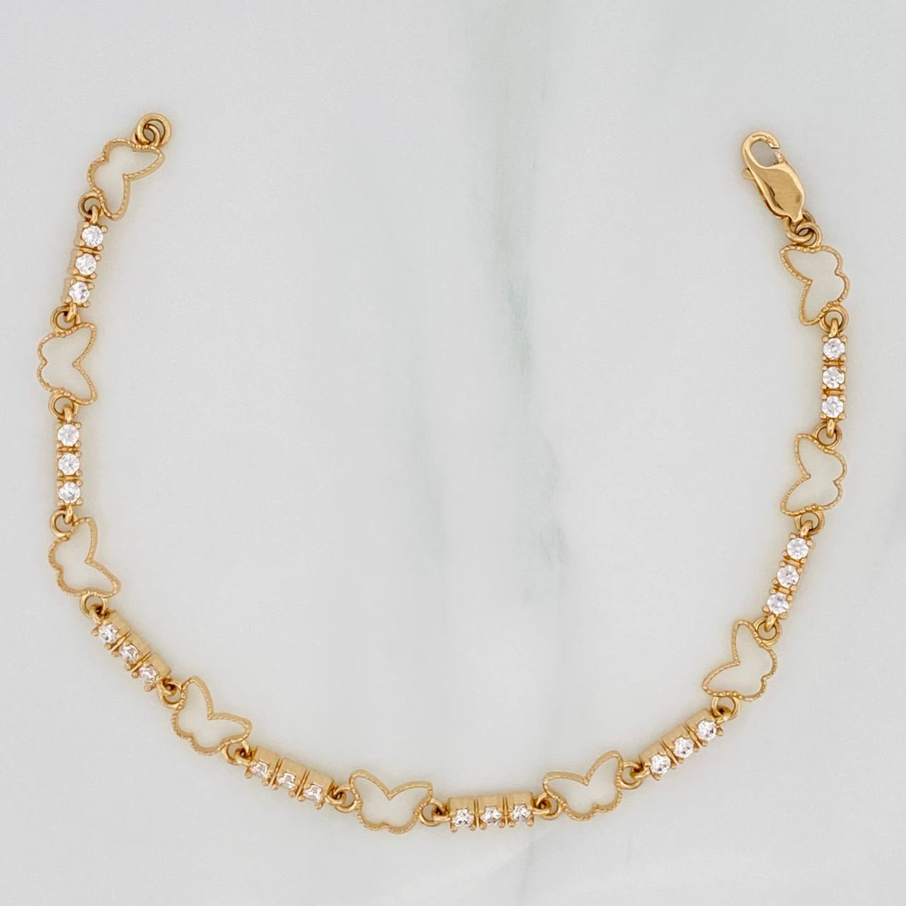 Pulso Tennis Mariposa 6.35g / 7 in / 2.36mm Oro Amarillo 18K