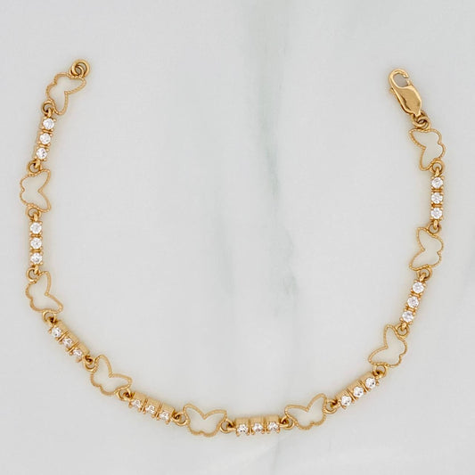 Pulso Tennis Mariposa 6.35g / 7 in / 2.36mm Oro Amarillo 18K