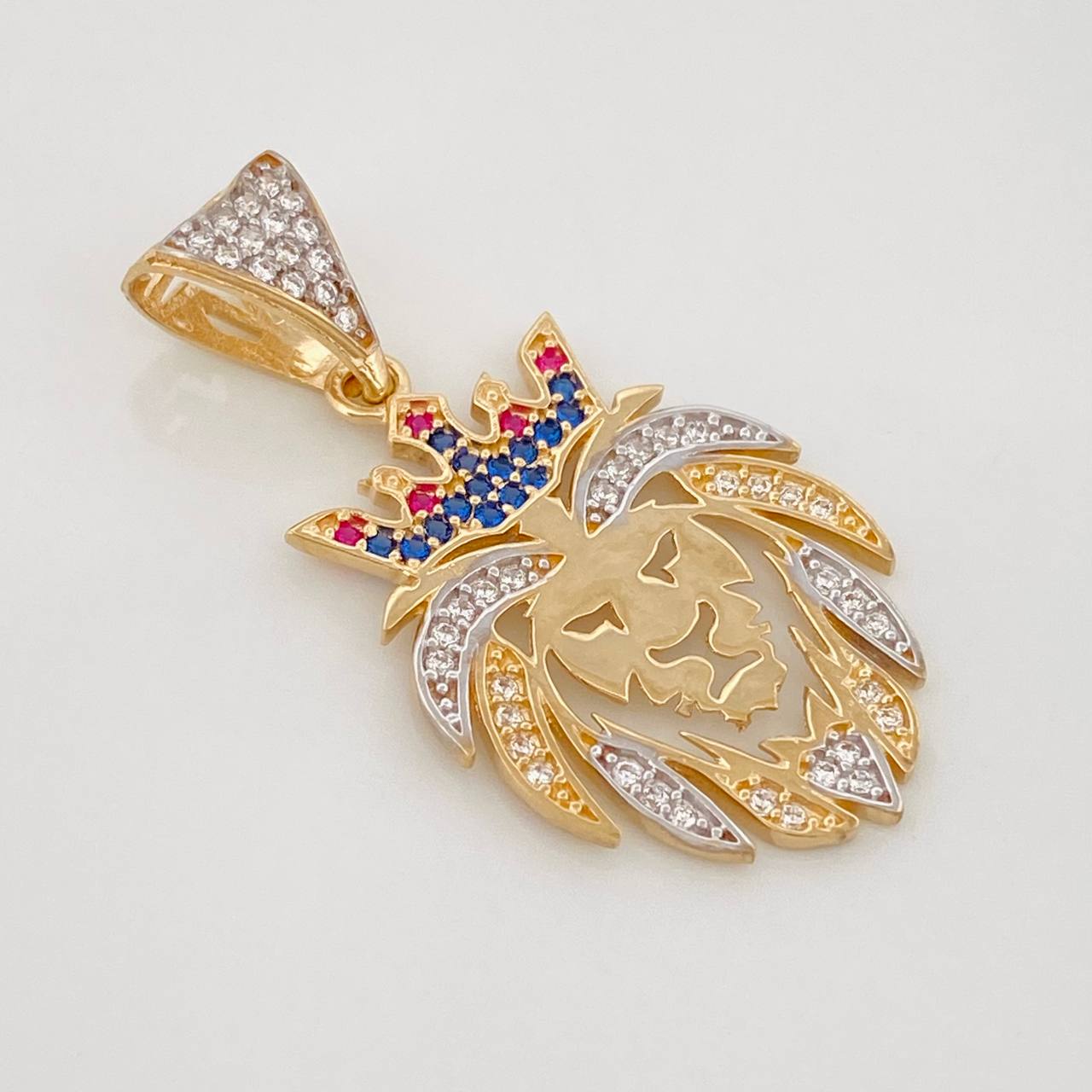 Dije Leon 3.15g / 1 1/4 in Dos Oros Amarillo Blanco 18K
