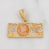 Pendant One Dollar 3.65g / 1 1/4 in Three Golds Yellow White 18K