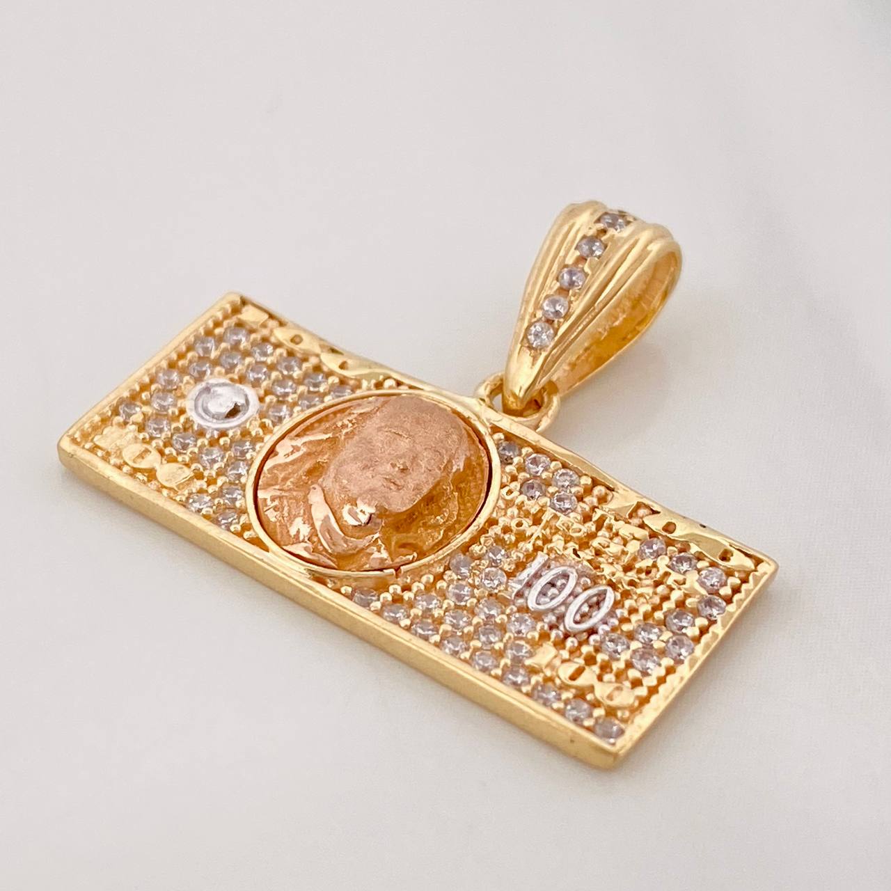 Pendant One Dollar 3.65g / 1 1/4 in Three Golds Yellow White 18K