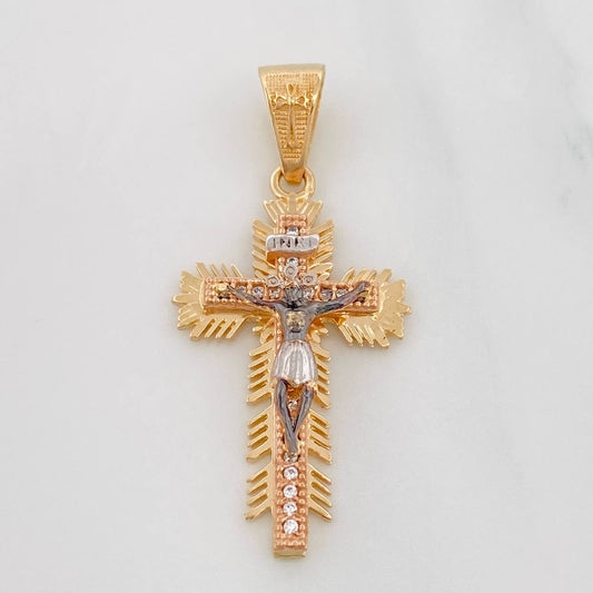 Dije Cruz Cristo Milagroso 3.85g / 1 1/2 in Tres Oros 18K
