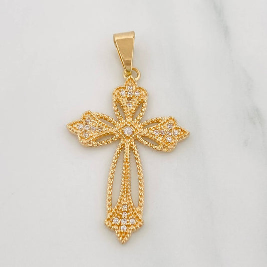 Dije Cruz Floreada 2.95g / 1 1/2 in Oro Amarillo 18K