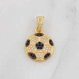 Dije Balon Futbol 2.5g / 3/4 in Dos Oros Negro Amarillo 18K