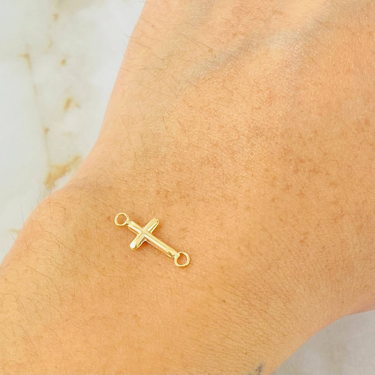 Herraje Cruz Puntas Planas 0.3gr / 3/4 in / Oro Amarillo 18K ©