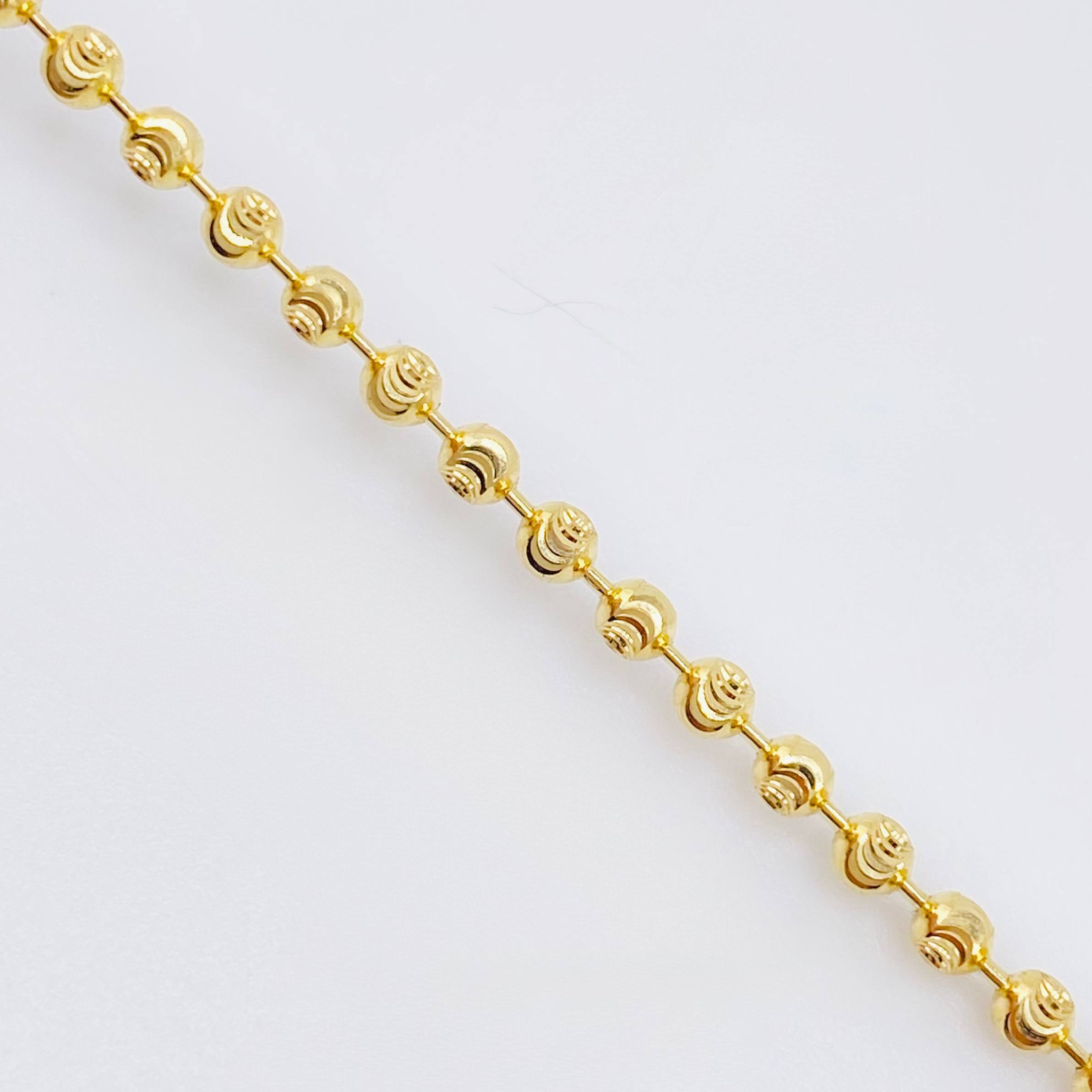 Cadena Militar Diamantada Media Luna 12.4 g / 23 3/4 in / 2.4 mm Oro Amarillo 18K