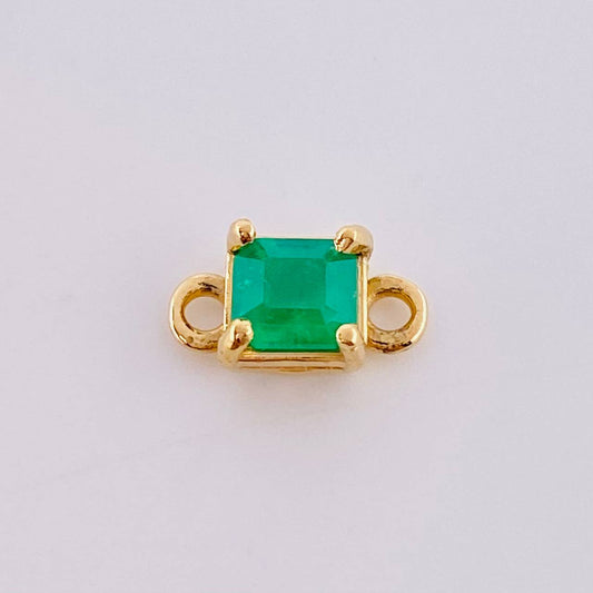 Herraje Rectangulo Cuatro Garras 60pts Esmeralda 0.45gr / 1/2 in / Oro Amarillo 18K