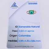Herraje Rectangulo Cuatro Garras 60pts Esmeralda 0.5gr / 1/2 in / Oro Amarillo 18K