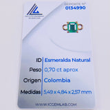 Herraje Cuadrado Cuatro Garras 70pts Esmeralda 0.95gr / 1/2 in / Oro Amarillo 18K