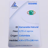 Herraje Cuadrado Cuatro Garras 70pts Esmeralda 1.15gr / 1/2 in / Oro Amarillo 18K