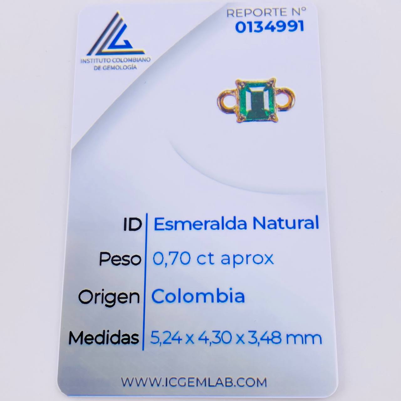 Herraje Cuadrado Cuatro Garras 70pts Esmeralda 1gr / 1/2 in / Oro Amarillo 18K