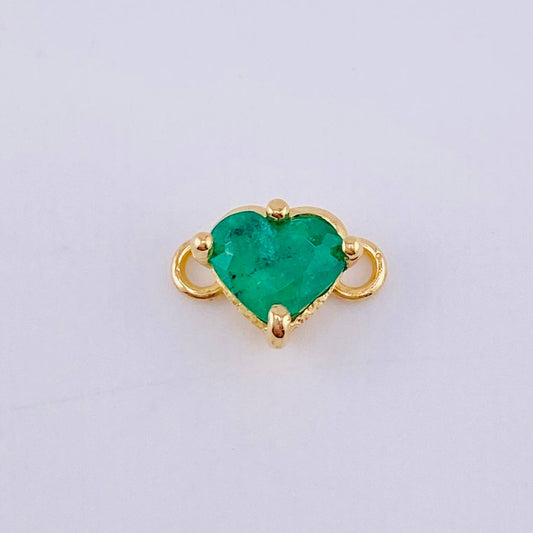 Herraje Corazon Cuatro Garras 60pts Esmeralda 0.6gr / 1/2 in / Oro Amarillo 18K