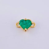 Herraje Corazon Cuatro Garras 60pts Esmeralda 0.6gr / 1/2 in / Oro Amarillo 18K