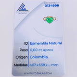 Herraje Corazon Cuatro Garras 60pts Esmeralda 0.75gr / 1/2 in / Oro Amarillo 18K