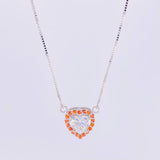 Venetian Chain Set + Heart Pendant Moissanite 1 cts / 2.7g / 16 in 18K White Gold