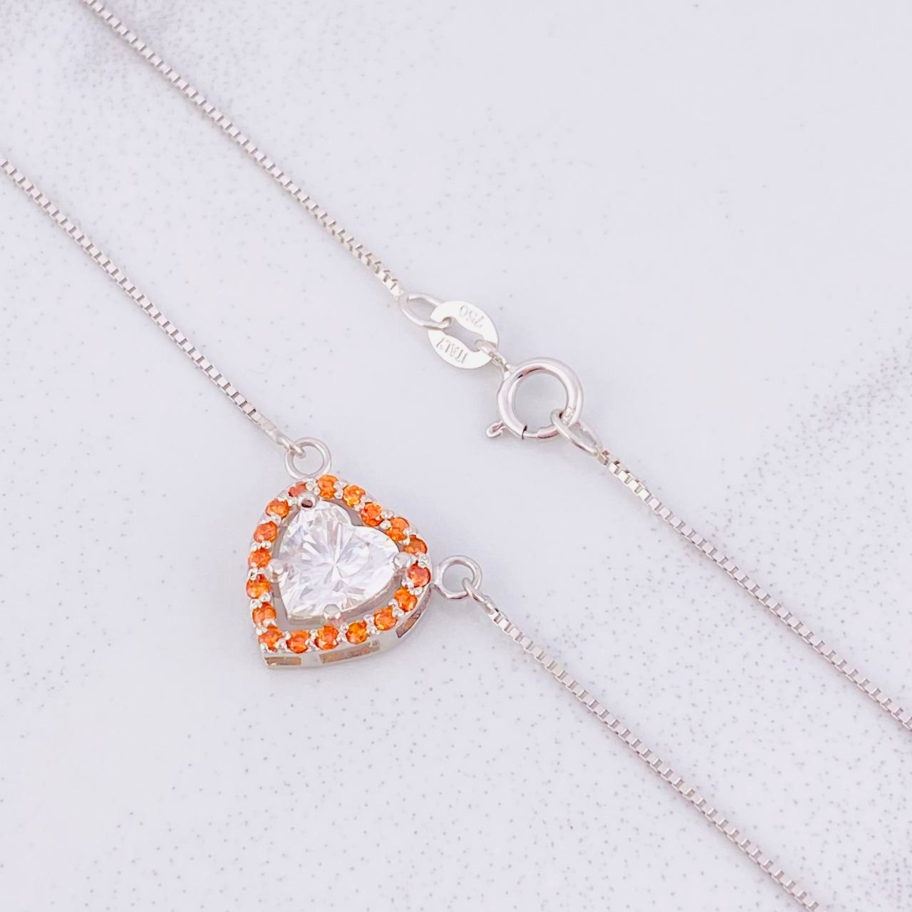 Venetian Chain Set + Heart Pendant Moissanite 1 cts / 2.7g / 16 in 18K White Gold