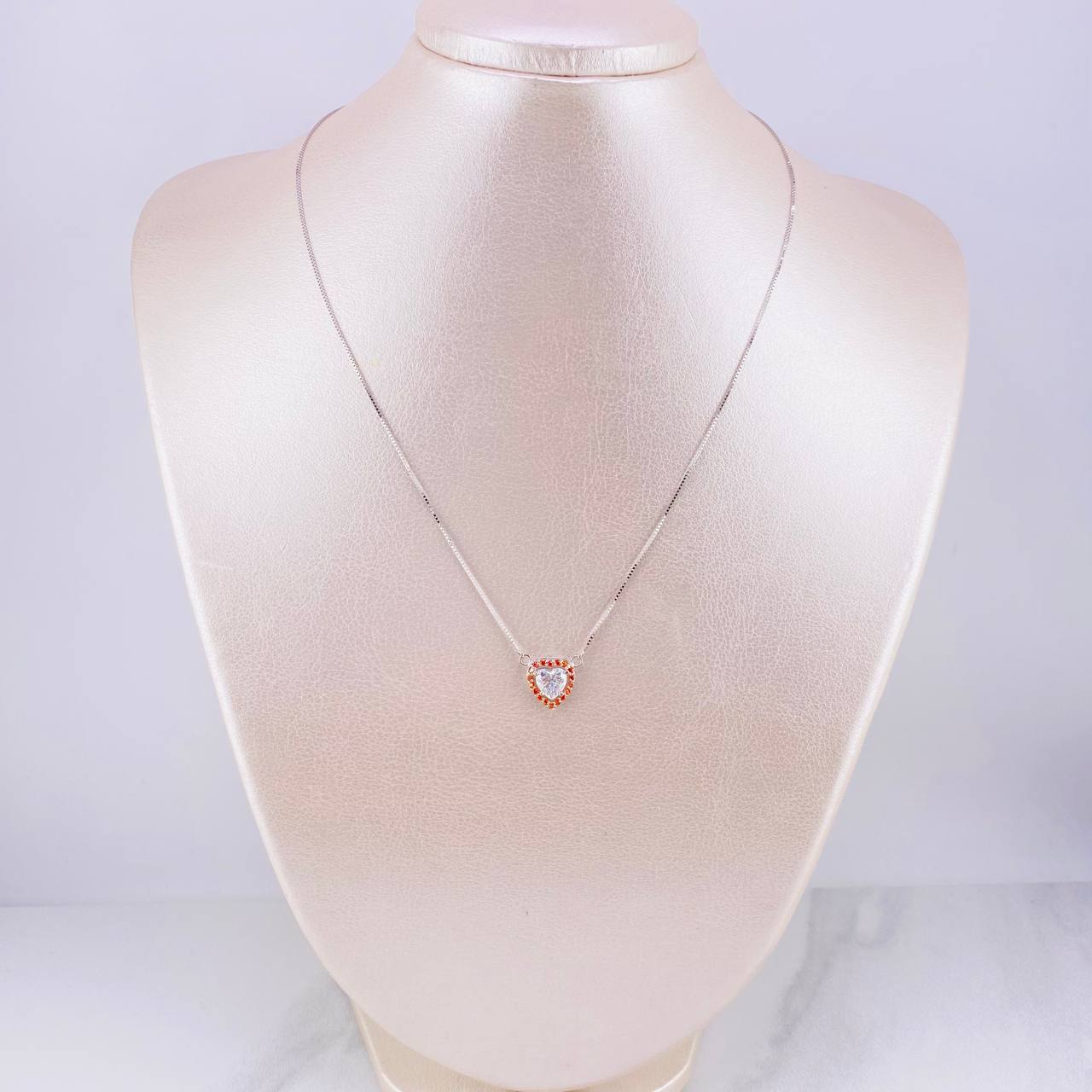 Venetian Chain Set + Heart Pendant Moissanite 1 cts / 2.7g / 16 in 18K White Gold