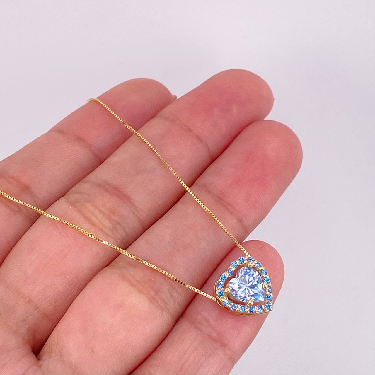 Venetian Chain Set + Moissanite Heart Pendant 1 ct / 2.3g / 18 in Yellow Gold 18K