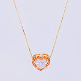 Venetian Chain Set + Heart Pendant Moissanite 1 cts / 2.15g / 18 in Two Yellow Rose Gold 18K