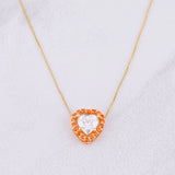 Venetian Chain Set + Heart Pendant Moissanite 1 cts / 2.15g / 18 in Two Yellow Rose Gold 18K