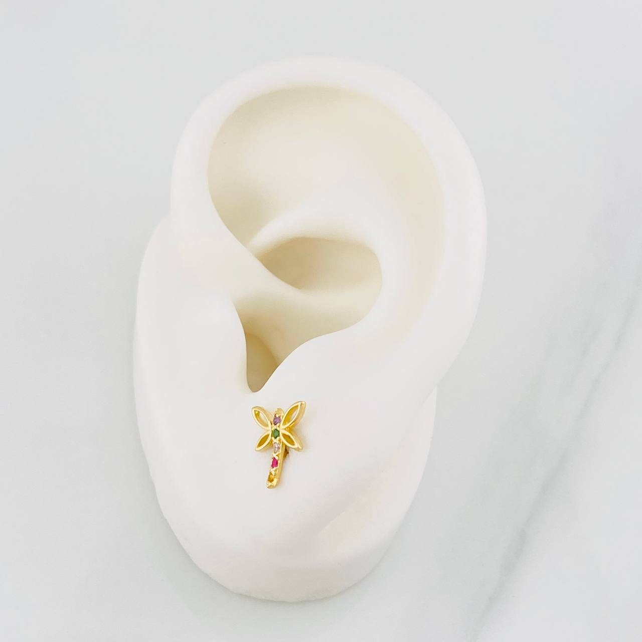 Topos Libélula 0.9g / in / 8.9mm Oro Amarillo 18K