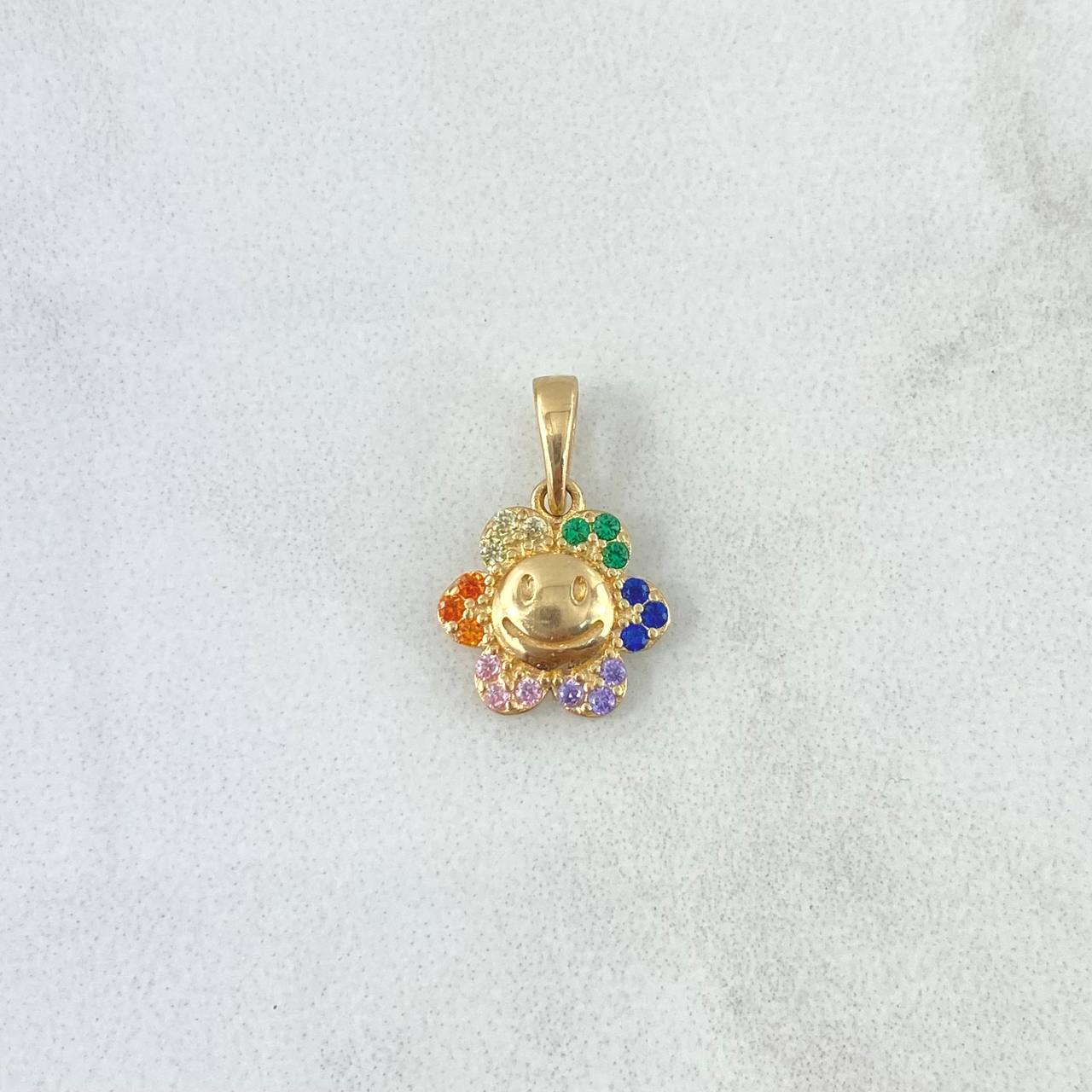 Pendant Sunflower Flower 1gr / 2cm / Colored Zircons Yellow Gold *