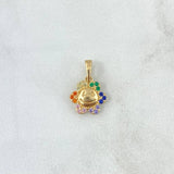 Pendant Sunflower Flower 1gr / 2cm / Colored Zircons Yellow Gold *