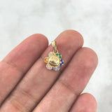Pendant Sunflower Flower 1gr / 2cm / Colored Zircons Yellow Gold *