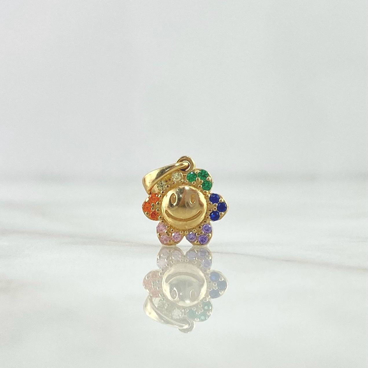 Pendant Sunflower Flower 1gr / 2cm / Colored Zircons Yellow Gold *