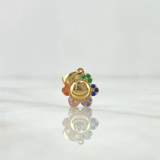 Pendant Sunflower Flower 1gr / 2cm / Colored Zircons Yellow Gold *