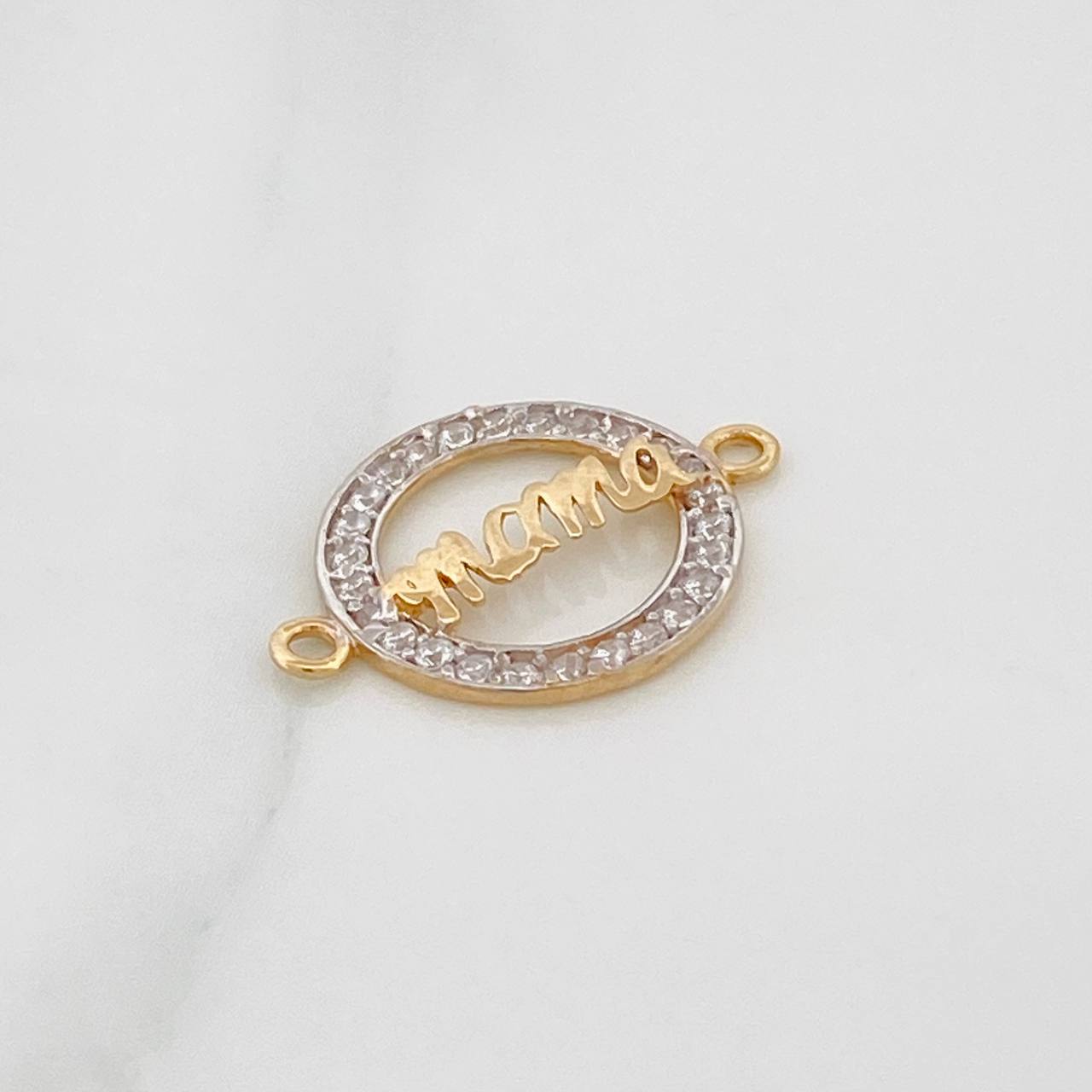 Herraje Mamá 1gr / 3/4 in / Dos Oros Amarillo Blanco  18K &