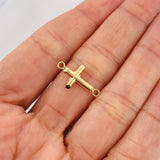 Herraje Cruz Puntas Planas 0.4gr / 3/4 in / Oro Amarillo 18K &