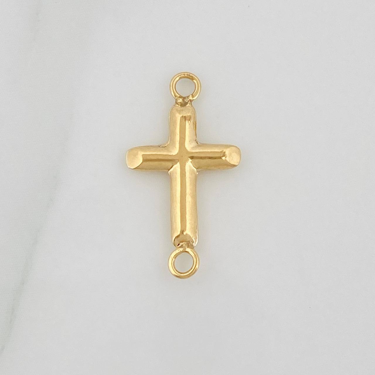 Herraje Cruz Puntas Planas 0.4gr / 3/4 in / Oro Amarillo 18K &