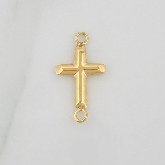 Herraje Cruz Puntas Planas 0.4gr / 3/4 in / Oro Amarillo 18K &