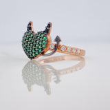 Devil Heart Ring 2.65gr / T7 3/4 / Two Black Rose Gold 18K &