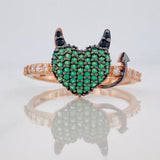 Devil Heart Ring 2.65gr / T7 3/4 / Two Black Rose Gold 18K &