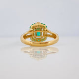 Dense Rectangle Emerald Ring 0.80 pts Diamonds 14 pts 3.65gr / T6 3/4 / Two-tone Yellow White Gold 18K &