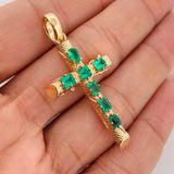 Emerald Cross Pendant 1.34 qts 3.9gr / 1 3/4 in / Yellow Gold 18K &