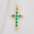 Emerald Cross Pendant 1.34 qts 3.9gr / 1 3/4 in / Yellow Gold 18K &