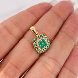 Emerald Charm Pendant 58 pts Diamonds 21 pts 2.35gr / 3/4 in / Two-tone Yellow White Gold 18K &