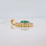 Emerald Charm Pendant 58 pts Diamonds 21 pts 2.35gr / 3/4 in / Two-tone Yellow White Gold 18K &