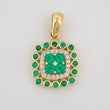 Emerald Charm Pendant 58 pts Diamonds 21 pts 2.35gr / 3/4 in / Two-tone Yellow White Gold 18K &