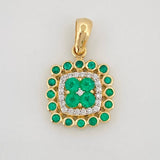 Emerald Charm Pendant 58 pts Diamonds 21 pts 2.35gr / 3/4 in / Two-tone Yellow White Gold 18K &