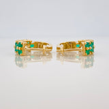 Zig Zag Hoop Earrings Emerald Flower 93 pts 3.9gr / 1/2 in / Yellow Gold 18K &