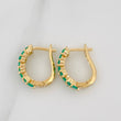 Zig Zag Hoop Earrings Emerald Flower 93 pts 3.9gr / 1/2 in / Yellow Gold 18K &