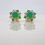 Topos Flor Esmeraldas 83 pts Diamantes 20 pts 3.8gr / Dos Oros Amarillo Blanco 18K &