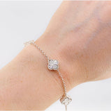 Diamond Cut Rolo Clover Bracelet 8.1g / 8 1/2 in / 1.4mm Silver 925
