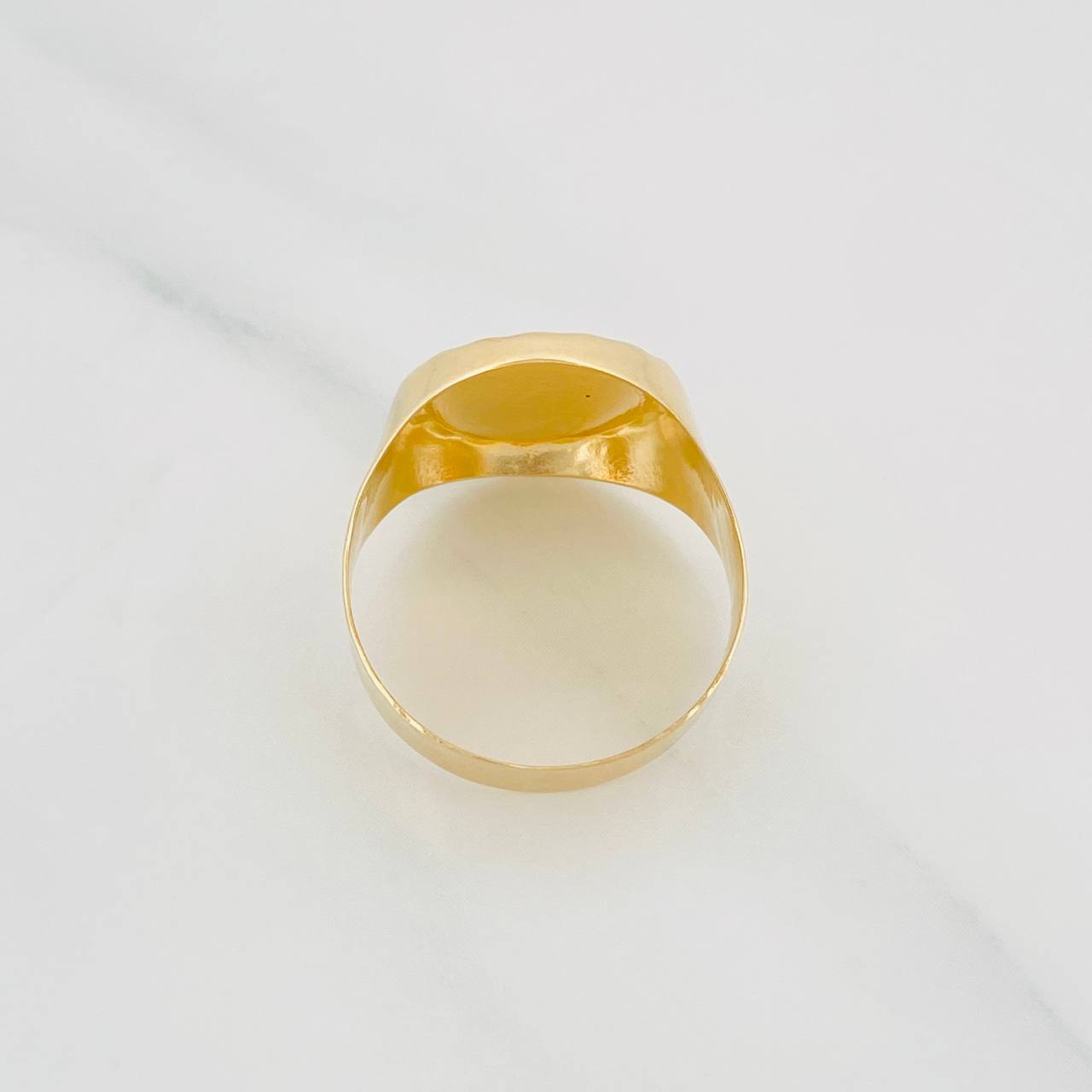 Compass Bordered Signet Ring 3.55g / T8 3/4 Yellow Gold 18K