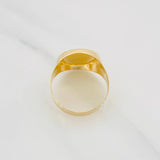 Compass Bordered Signet Ring 3.55g / T8 3/4 Yellow Gold 18K